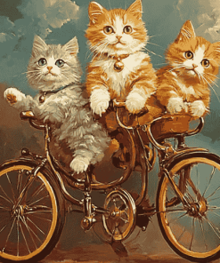 Cat Kittens Bicycle Diamond Painting