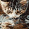 Cat Water Drinking Diamond Painting