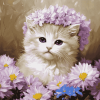 Cat and Floral Diamond Painting