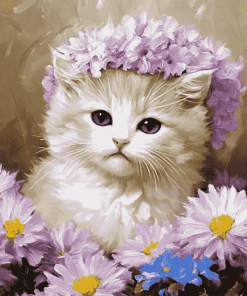 Cat and Floral Diamond Painting