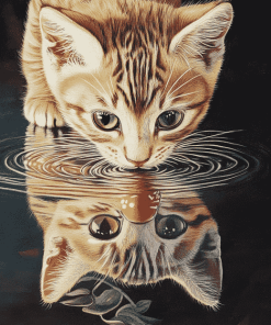 Cat and Kitten Reflection Diamond Painting