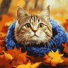 Cat and Leaves Diamond Painting