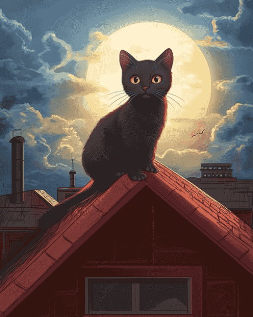 Cat on Roof Diamond Painting