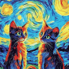 Cats Van Gogh Colorful Kittens Diamond Painting