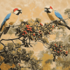 Cedar Tree with Birds Diamond Painting