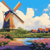 Charming Dutch Windmills Diamond Painting