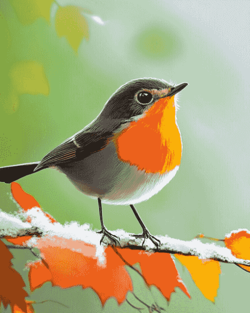 Charming Robin Bird Diamond Painting