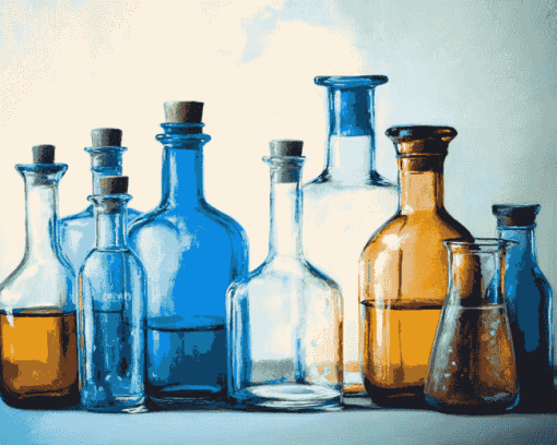 Chemistry Bottles Study Diamond Painting