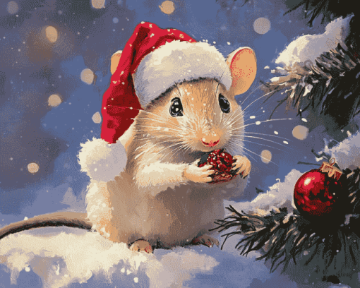 Christmas Cartoon Mouse Diamond Painting