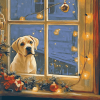 Christmas Puppies in Window Diamond Painting