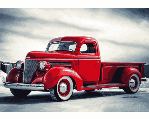 Classic Red Pickup Truck Diamond Painting