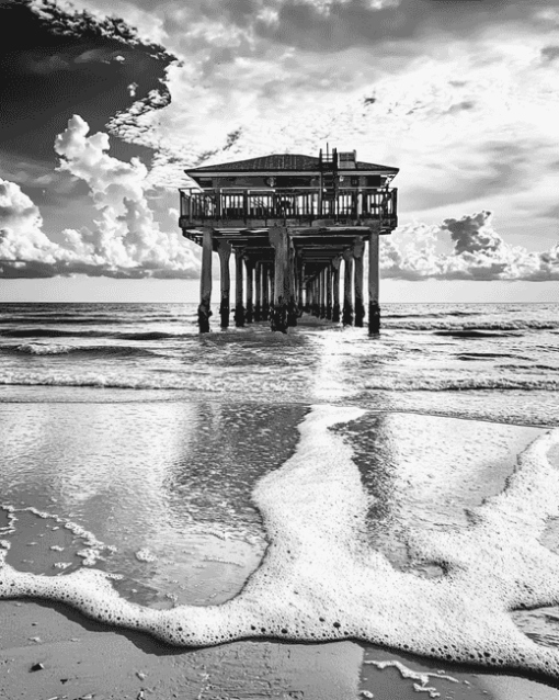 Clearwater Beach Black And White Diamond Painting