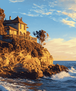 Cliffside Beach House Diamond Painting