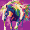 Colorful Abstract Horses Diamond Painting