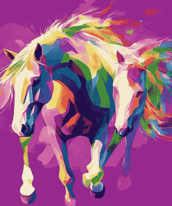 Colorful Abstract Horses Diamond Painting