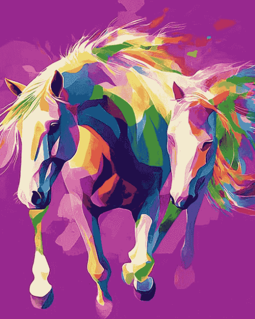 Colorful Abstract Horses Diamond Painting