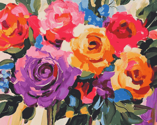 Colorful Abstract Roses Diamond Painting