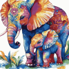 Colorful Elephant Family Diamond Painting