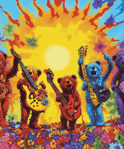 Colorful Grateful Dead Bears Diamond Painting