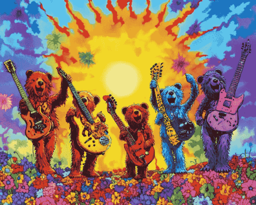 Colorful Grateful Dead Bears Diamond Painting