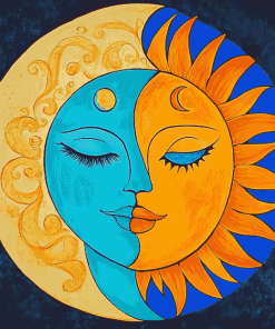 Colorful Moon and Sun Diamond Painting