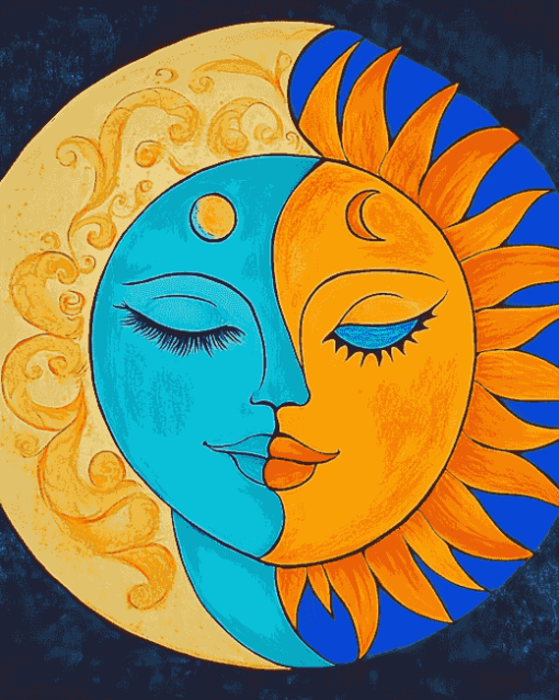 Colorful Moon and Sun Diamond Painting