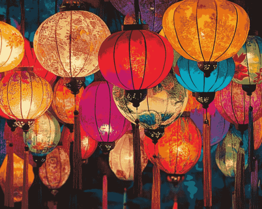 Colorful Paper Lantern Diamond Painting