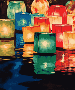 Colorful Paper Lanterns Diamond Painting