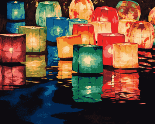 Colorful Paper Lanterns Diamond Painting