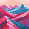 Colorful Red Mountains Landscape Diamond Painting