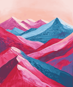 Colorful Red Mountains Landscape Diamond Painting