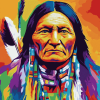 Colorful Sitting Bull Native Art Diamond Painting