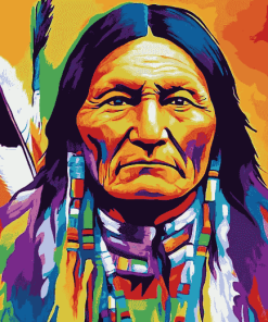 Colorful Sitting Bull Native Art Diamond Painting