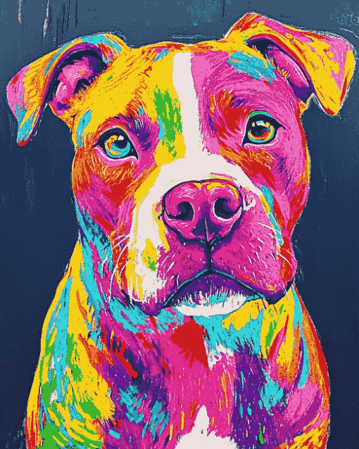 Colorful Staffy Puppy Diamond Painting