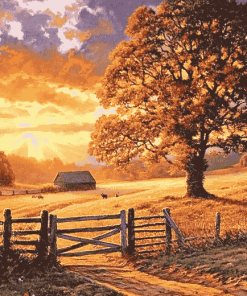 Country Landscape Sunset Diamond Painting