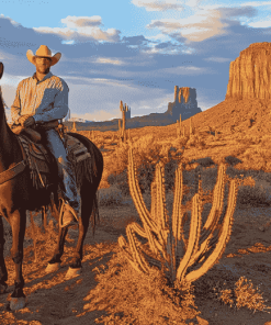 Cowboy Horse Riding in Arizona Diamond Painting