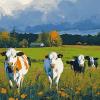 Cows in Autumn Landscape Diamond Painting