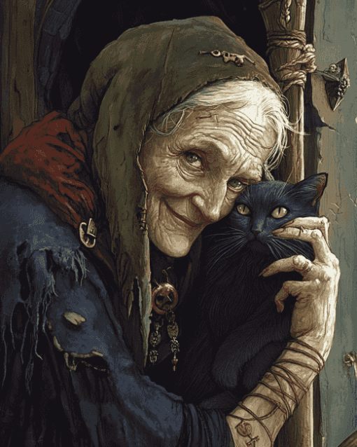 Crone Cat Fantasy Diamond Painting