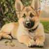 Cute Golden Shepherd Puppy Diamond Painting