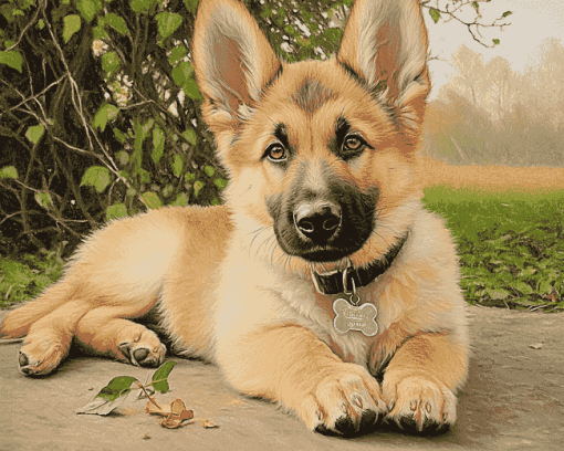 Cute Golden Shepherd Puppy Diamond Painting