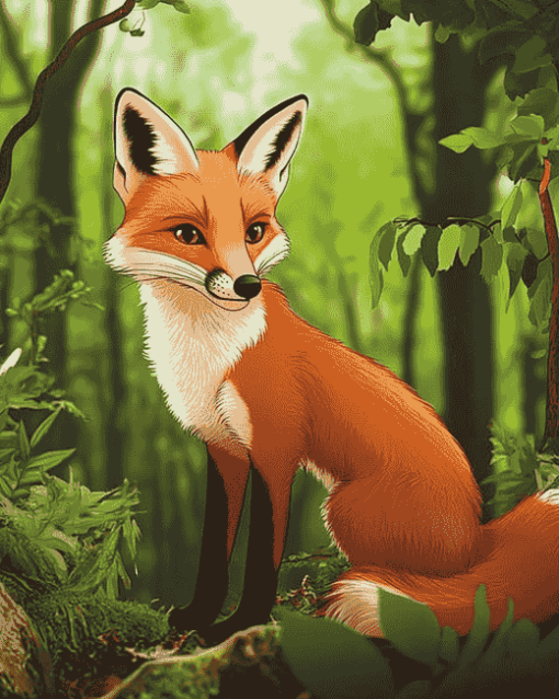 Cute Red Fox Animation Diamond Painting