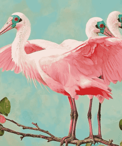 Cute Roseate Spoonbill Bird Diamond Painting