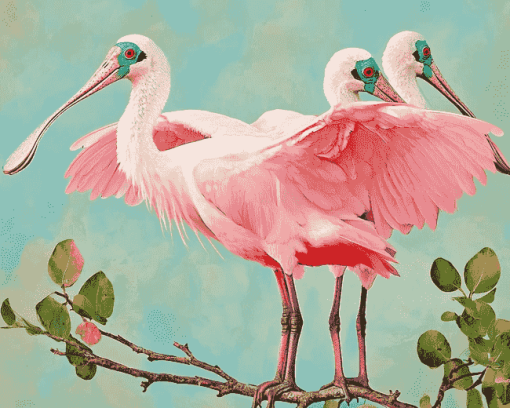 Cute Roseate Spoonbill Bird Diamond Painting