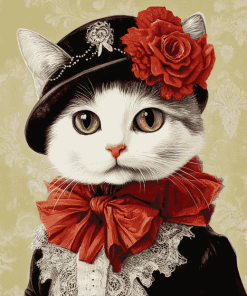 Cute Victorian Kitty Diamond Painting