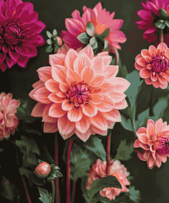 Dahlia Coral Blossoms Diamond Painting