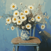 Daisies on Vintage Chair Diamond Painting