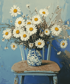 Daisies on Vintage Chair Diamond Painting