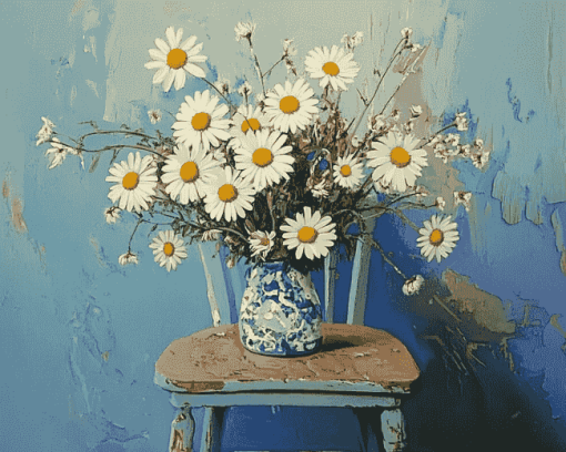 Daisies on Vintage Chair Diamond Painting