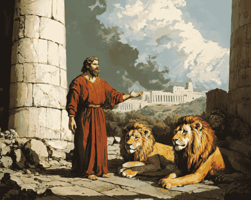 Daniel in the Lions Vintage Diamond Painting