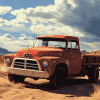 Desert Old Red Truck Diamond Painting